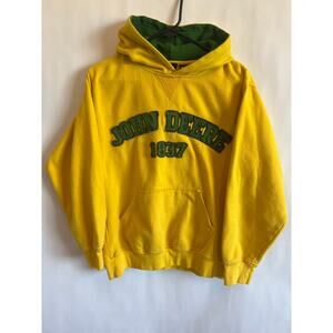 JOHN DEER 1837 YOUTH PULLOVER HOODIE YELLOW GREEN KANGAROO POCKETS SIZE  XL/18